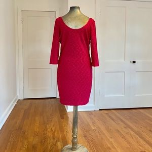 Guess Hot Pink Long Sleeve Midi Dress Size 12